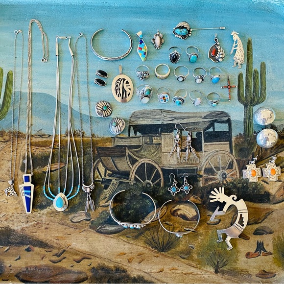 ♥️ Navajo ♥️ Vintage Perry Sterling Silver & Turquoise Earrings - Picture 6 of 8